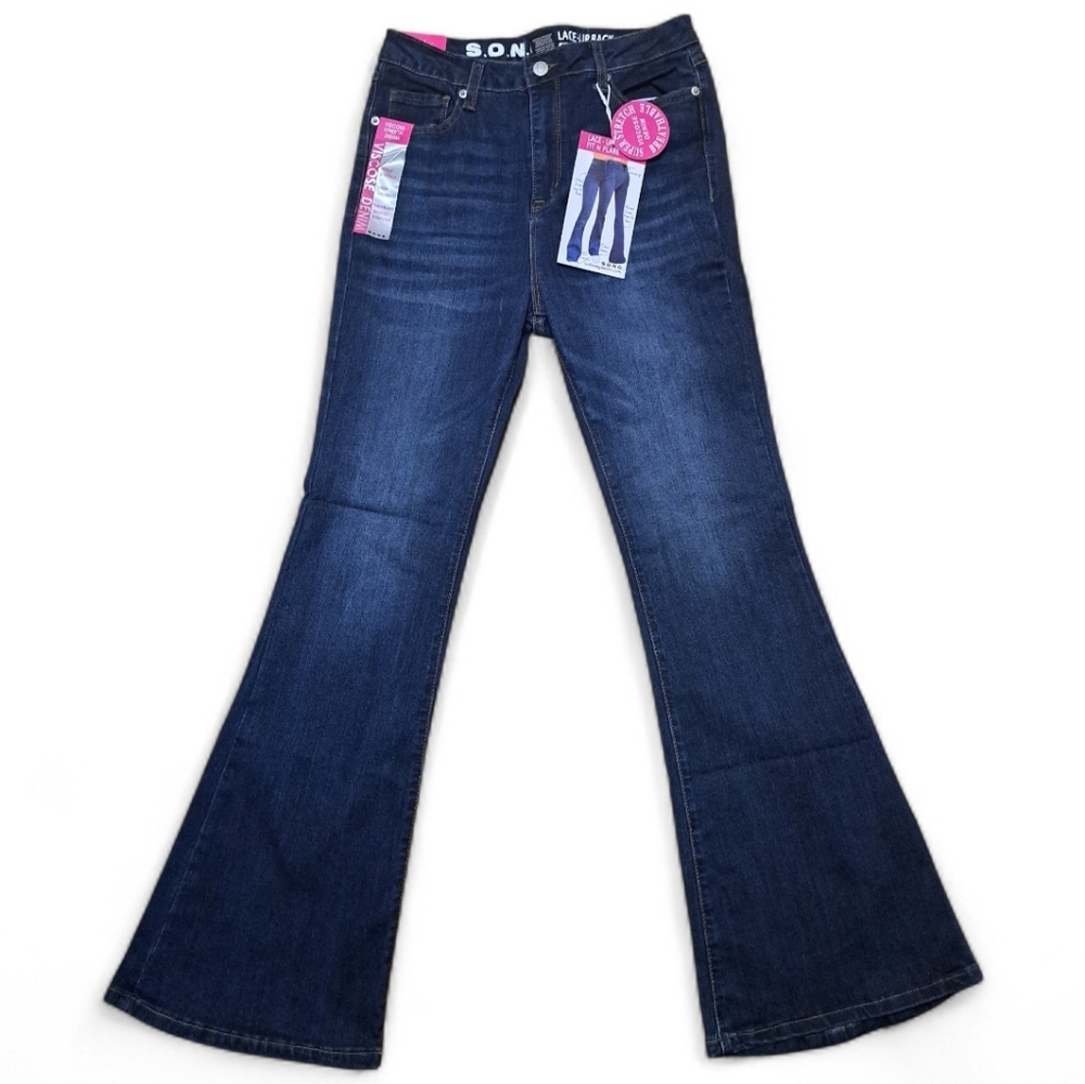 S.O.N.G Song Lace Up Back Fit N Flare Jeans Size 9/29